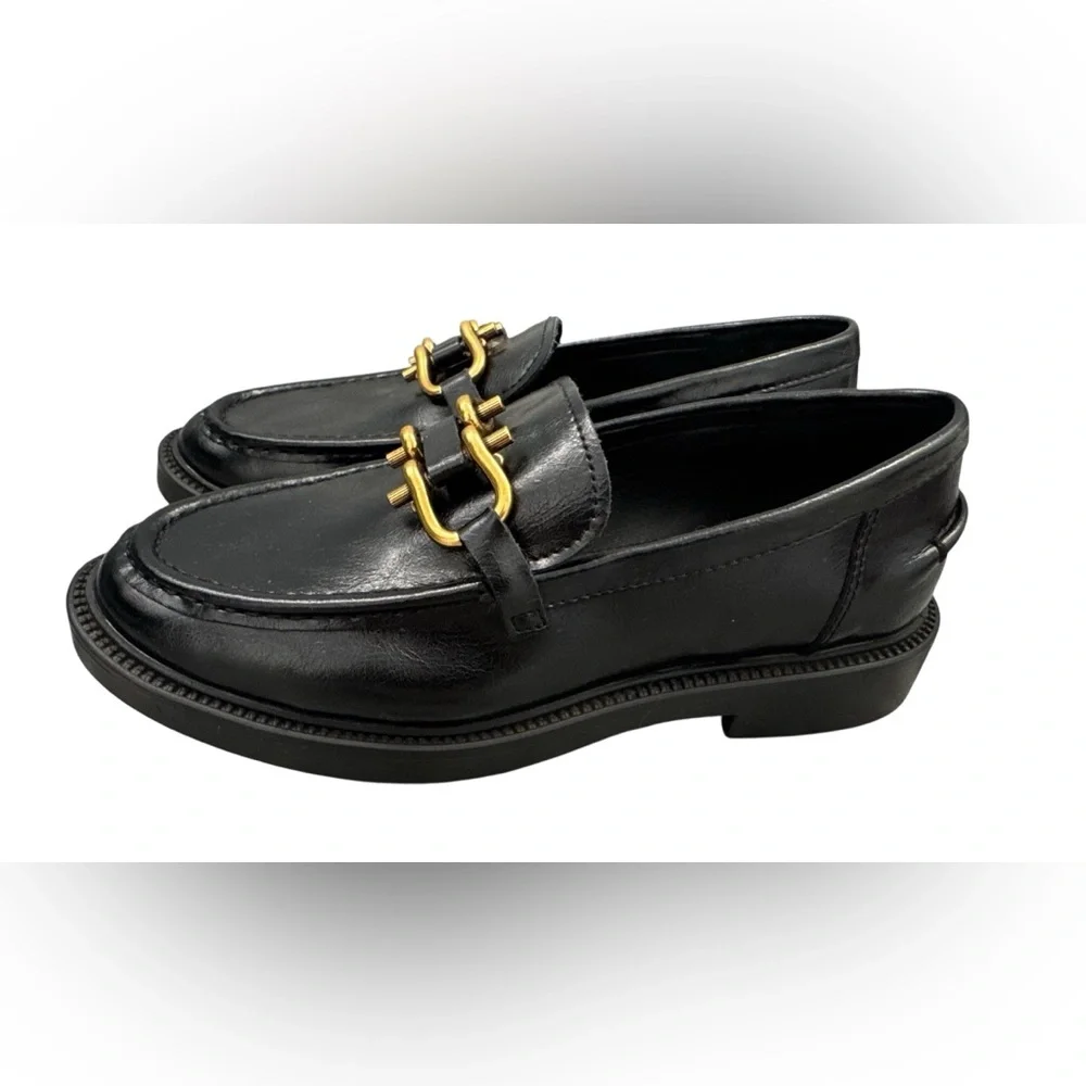 Steve Madden Black Oxford Karmine Leather Loafers Size 8.5 M EUC